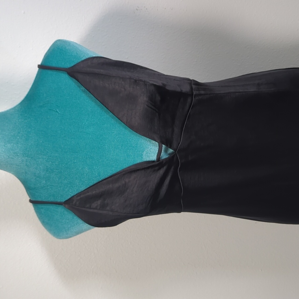 Black Satin Slip Dress with Spaghetti Straps - Picture 2 of 7
